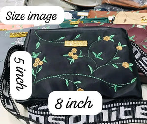 Product Name: Peach Embroidered Leather Crossbody Bag for Girls