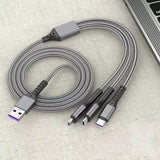 Product Name: New 6A 100W 3 in 1 Fast Charging Cable Micro USB Type-C IOS Android Charger Cable for iP Phone Cable